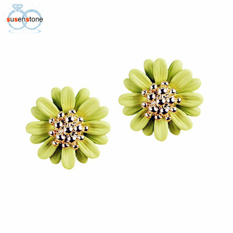 SUSENSTONE New Fashion Women Lady Elegant daisy flower Cute Ear Stud Earrings