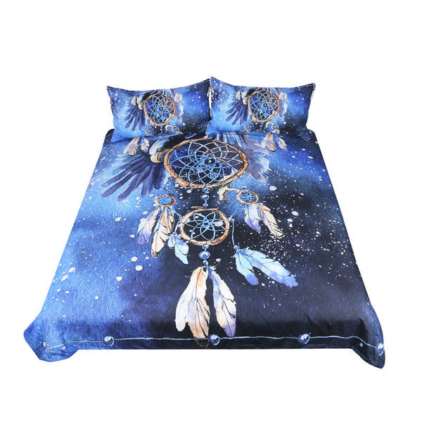 BeddingOutlet Dreamcatcher Bedding Set Queen Size Feathers Blue Printed Duvet Cover Boho Bedclothes 3pcs Bald Eagle Home Textiles