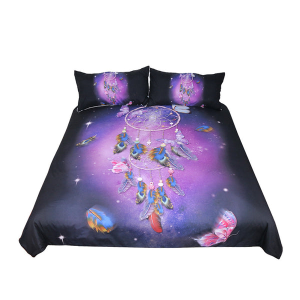 Bedding Dreamcatcher Bedding Set Colorful Feathers Duvet Cover Boho Life Tree Bedclothes 3pcs Galaxy Nebula Bed Set