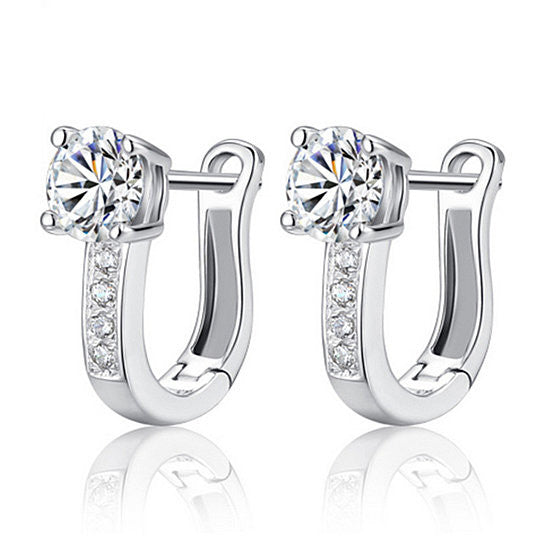 Sterling Silver Simulated Diamond Huggie Earrings