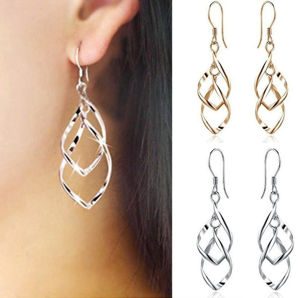 Fashion Spiral Silver Plated Dangle Drop Party Earrings