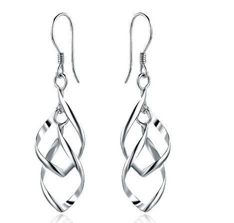 Fashion Spiral Silver Plated Dangle Drop Party Earrings