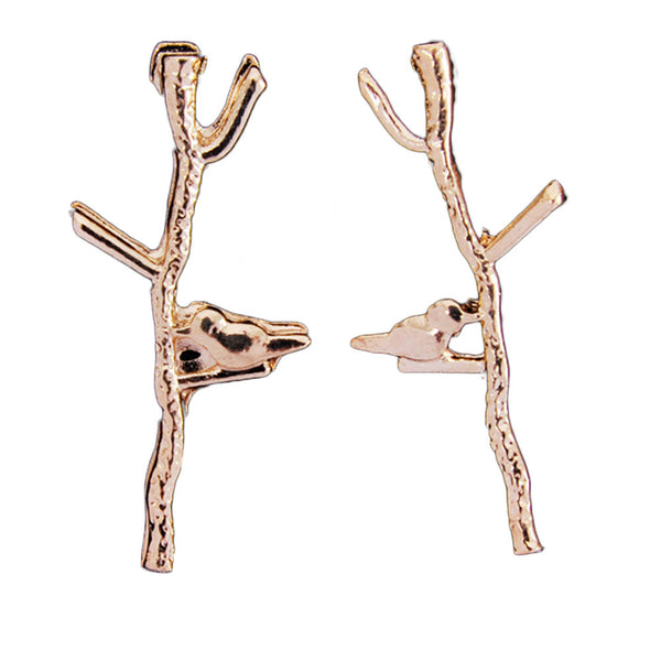 Tree branches lovely bird ear stud earrings for women