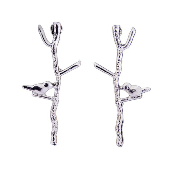 Tree branches lovely bird ear stud earrings for women