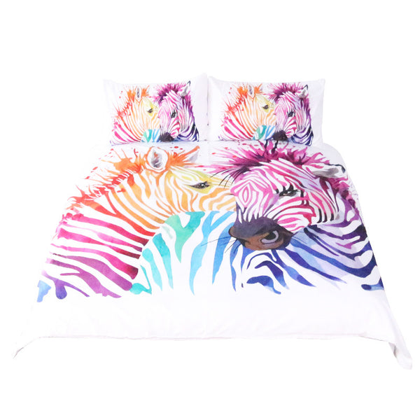 BeddingOutlet Safari Zebra Bedding Set Duvet Cover Set Colored Animal Bed Cover Pillow Case Twin Full Queen King