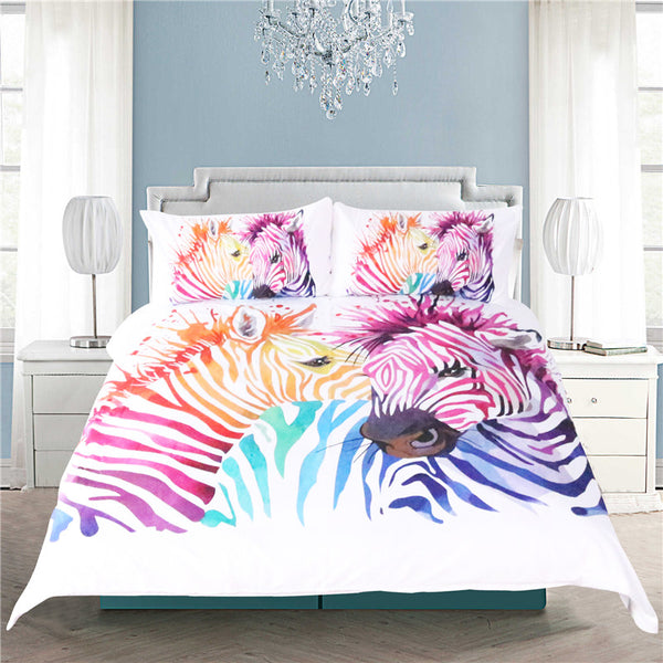 BeddingOutlet Safari Zebra Bedding Set Duvet Cover Set Colored Animal Bed Cover Pillow Case Twin Full Queen King