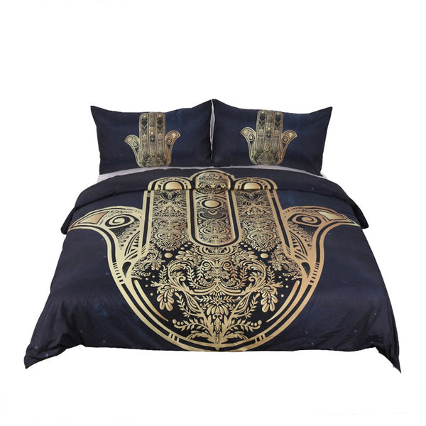 BeddingOutlet Hamsa Hand Duvet Cover With Pillowcase Black Dark Blue Bedding Set Soft  Microfiber  Quilt Cover Set 3Pcs