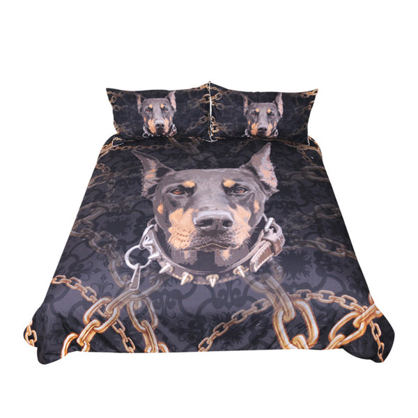 BeddingOutlet Doberman Bedding Set Chain 3D Printed Duvet Cover Dog Black Bed Set Animal Bedclothes 3pcs Home Textiles