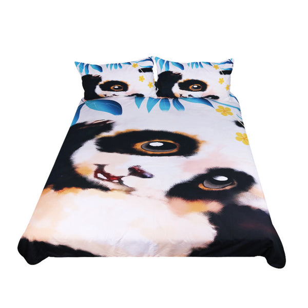 BeddingOutlet Panda Bedding Set Watercolor Printed Duvet Cover Wildlife Animal Bed Sets for Teens Kids 3pcs Double Bedclothes