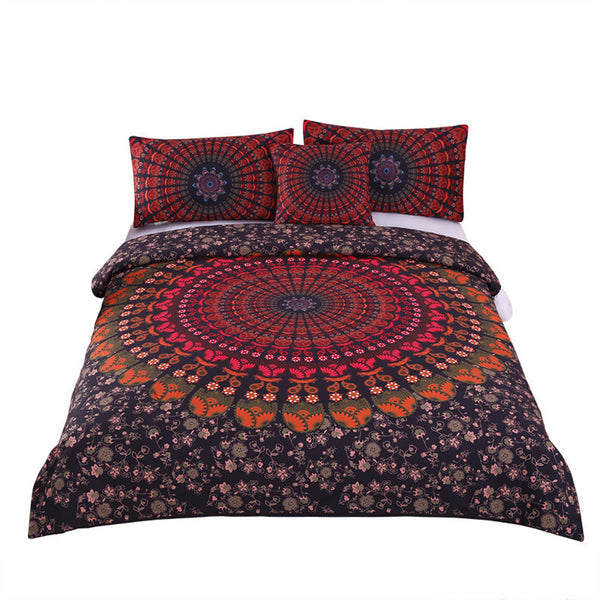 BeddingOutlet Mandala Floral Bedding Set Concealed Bedspread Boho Bedlinen Bohemia Duvet Cover Set 4Pcs Twin Full Queen King