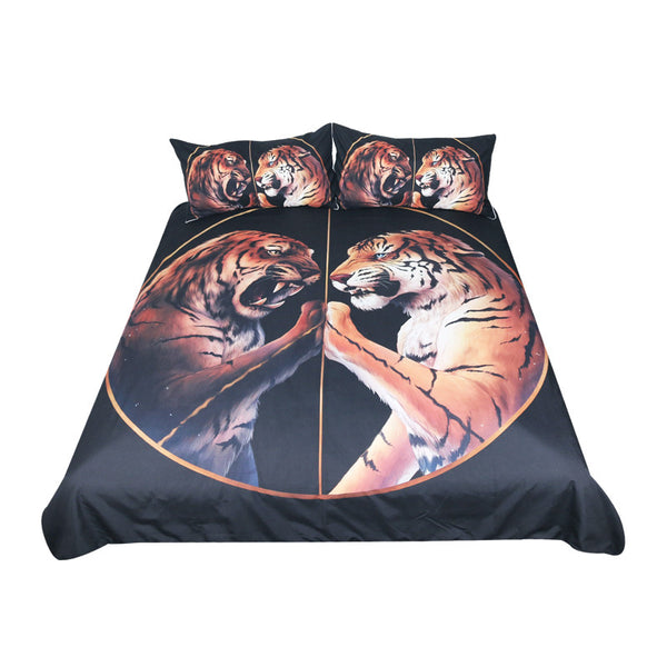 Peace Black by JoJosArt Bedding Set Two Tigers Duvet Cover With Pillowcase Tiger Bed Set 3-Piece Animal Printed Bedclothes