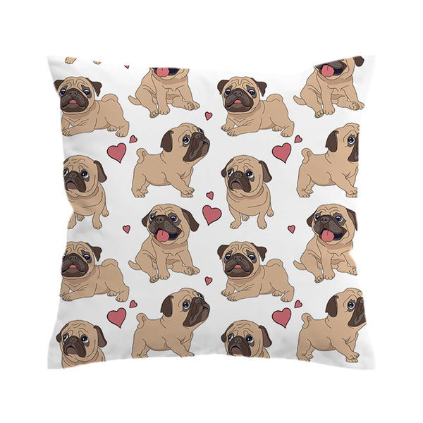 BeddingOutlet Hippie Pug Cushion Cover Animal Cartoon Pillow Case For Kids Bulldog Throw Cover Home Decor Pillow Covers