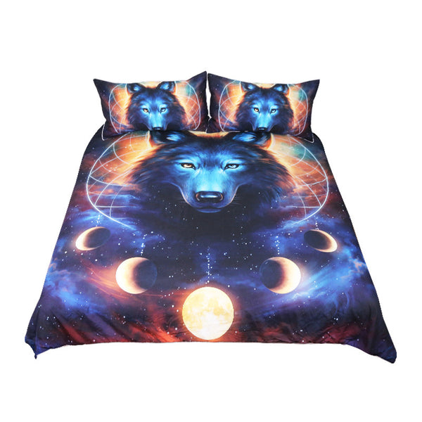 Dream Catcher by JoJoesArt Bedding Set Moon Eclipse Duvet Cover Wolf 3pcs Galaxy Print Bedclothes