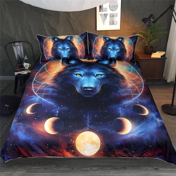 Dream Catcher by JoJoesArt Bedding Set Moon Eclipse Duvet Cover Wolf 3pcs Galaxy Print Bedclothes