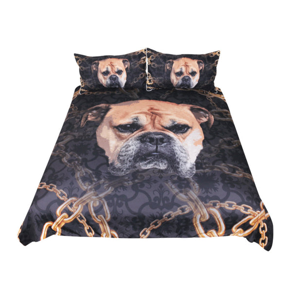 BeddingOutlet Bulldog Bedding Set for Kids 3D Printed Duvet Cover With Pillowcase Dog Bed Set Animal Bedclothes