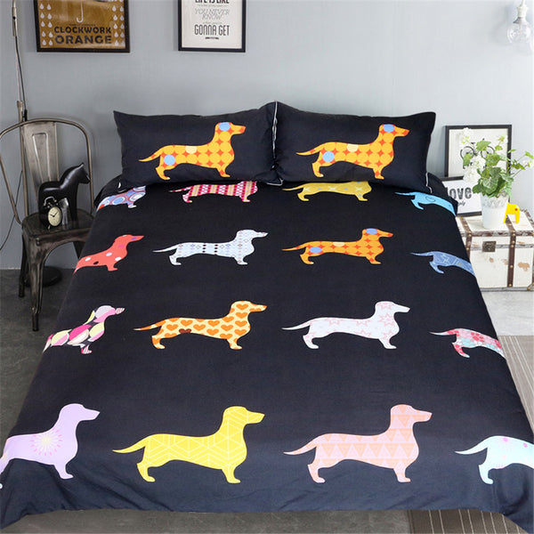 BeddingOutlet Dachshund Sausage Bedding Set Cute Puppy Duvet Cover Cartoon Pet Home Textiles 3 Pieces