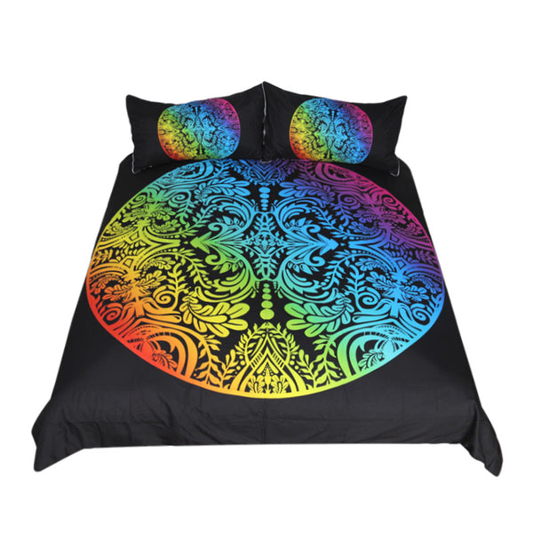 BeddingOutlet Bohemian Bedding Set Rainbow Color Bed Cover With Pillowcases Leaf Colorful Vintage Boho Bedclothes Adults