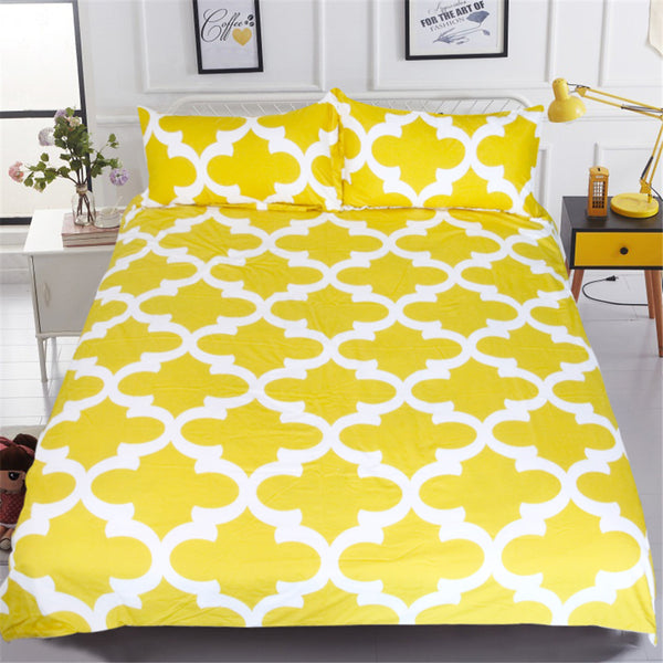 BeddingOutlet Classical Bedding Set Yellow Gray Blue Duvet Cover Geometric Printed Bed Set Microfiber Bedclothes High Quality