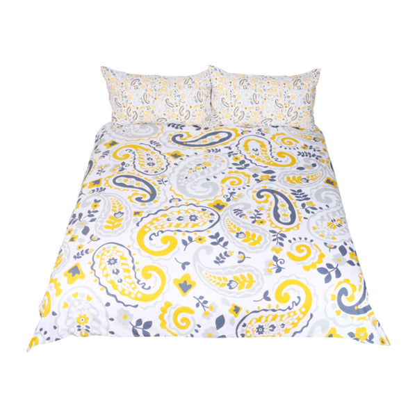 BeddingOutlet Paisley Bedding Set Yellow Duvet Cover for Adults Boho Floral Leaf Bed Set 3-Piece Home Textiles