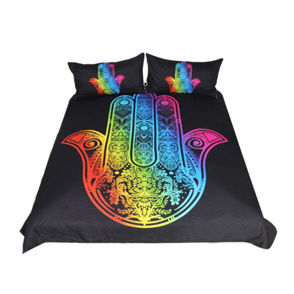 BeddingOutlet Hamsa Hand Duvet Cover Set Rainbow Colorful Bedding Set Vintage Buddha Palm Microfiber Adults Quilt Cover