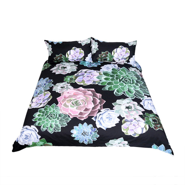 BeddingOutlet Succulent Bedding Set Plants Duvet Cover Set Floral Printed Green Pink Home Textiles for Woman Bedclothes