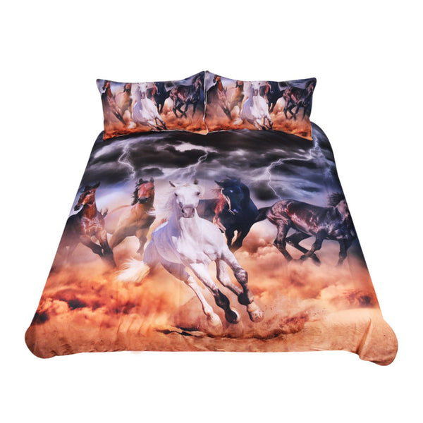 BeddingOutlet Horses Bedding Set 3D Lightning Printed Duvet Cover Double for Adults Bed Cover Photography Bedclothes