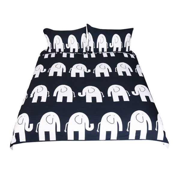 BeddingOutlet Cartoon Bedding Set for Kids Duvet Cover Elephant Printed Bed Set Gray and Blue Microfiber Classic Bedclothes