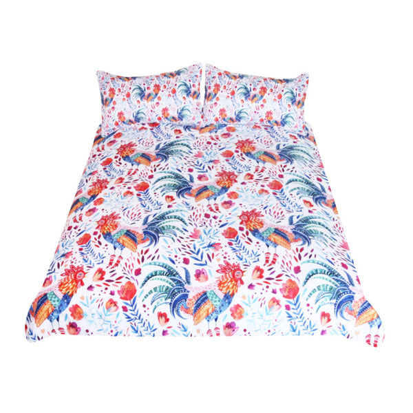 BeddingOutlet Cook Kids Bedding Set Cartoon Bed Cover Rooster Floral Girls Duvet Cover Set Colorful Bedclothes