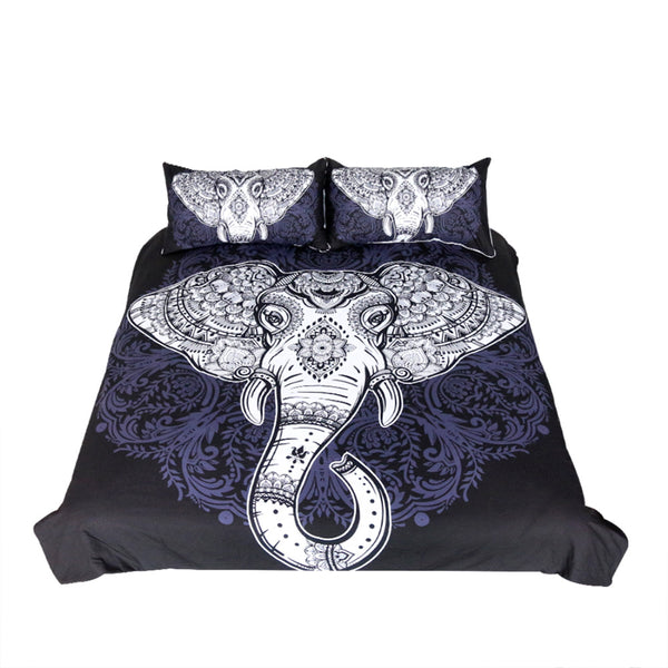 BeddingOutlet Indian Elephant Bedding Set Bohemian Duvet Cover Set Boho Floral Home Textiles Mandala Black Bedclothes