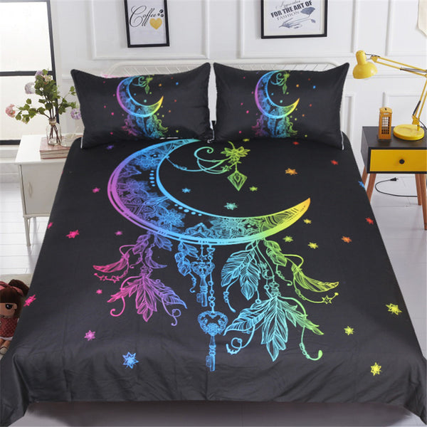 BeddingOutlet Bohemian Moon Collection Bedding Set Rainbow Color Mandala Duvet Cover Set Flower Printed Home Textiles