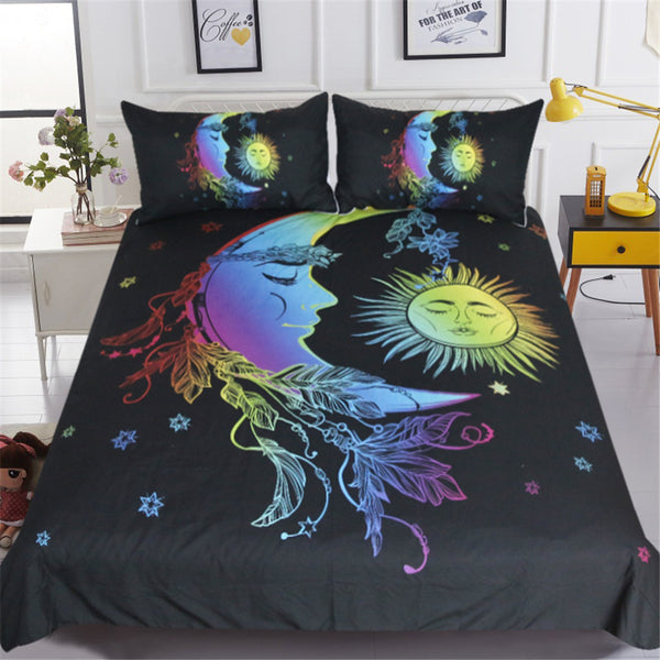 BeddingOutlet Bohemian Moon Collection Bedding Set Rainbow Color Mandala Duvet Cover Set Flower Printed Home Textiles