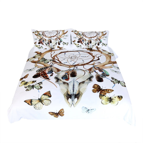 BeddingOutlet Dreamcatcher Bedding Set Butterfly Duvet Cover Set With Pillowcases Microfiber Elk Tribal Skull Bedclothes